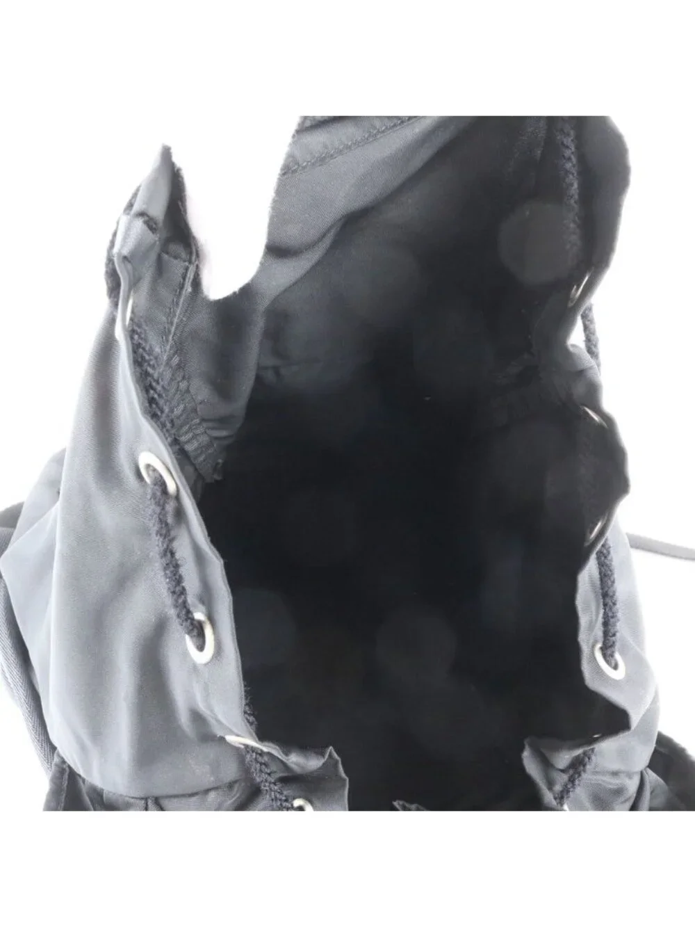 Prada Tessuto Nylon Triangle Logo Leather Backpack Black
